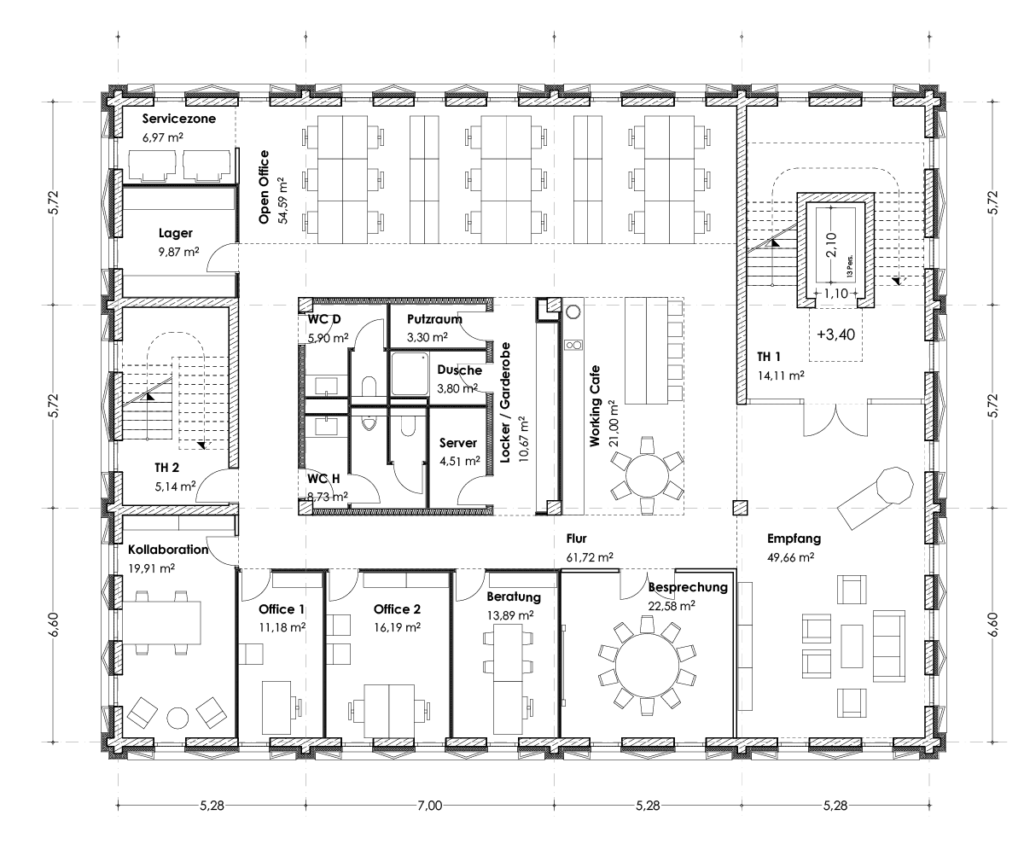 Zweites Grundriss-Beispiel für den Gewerbekomplex Landshut West